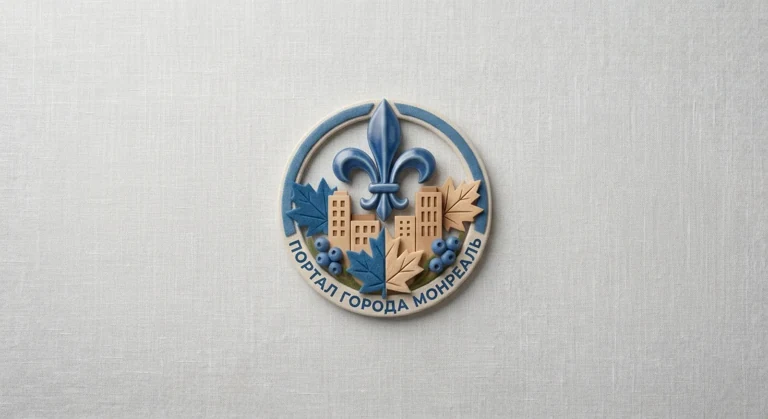 Емблема Salut Montréal: fleur-de-lis, кленове листя й ягоди