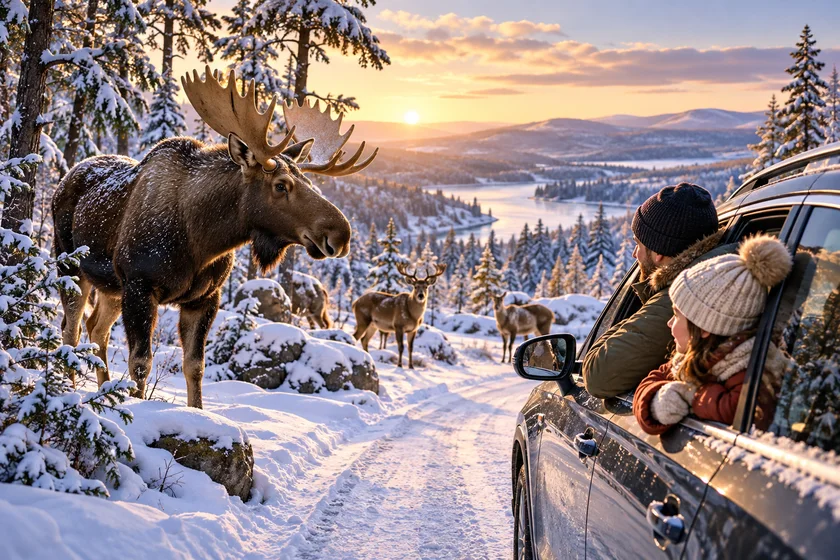 Тематическая иллюстрация / Тематична ілюстрація: Parc Omega - зимова поїздка